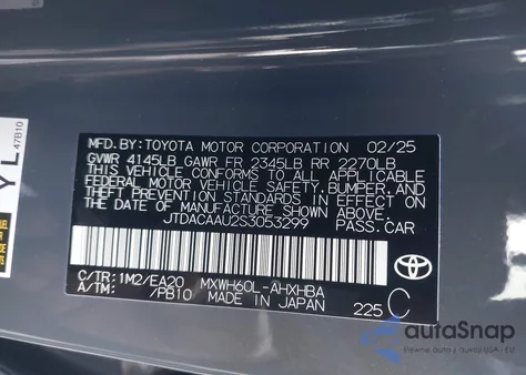 2025 Toyota Prius Limited z USA, uszkodzony, nr VIN JTDACAAU2S3053299